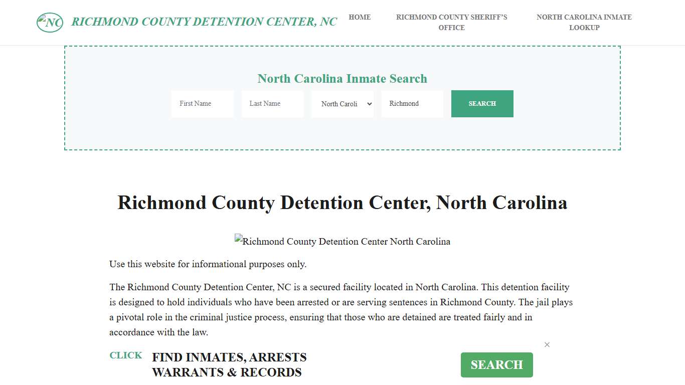 Richmond County Detention Center, NC Inmate Roster, Offender Search